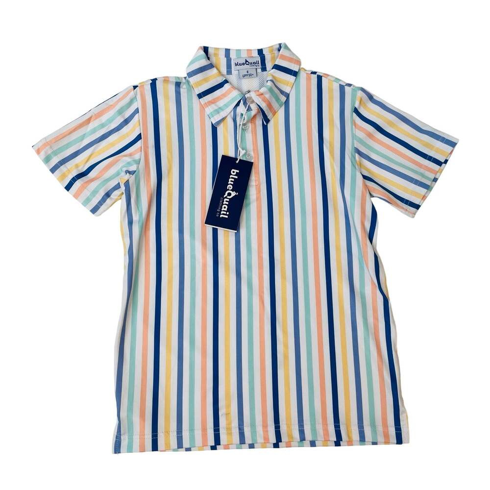 NWT Blue Quail Size 8 Cabana Stripe Polo